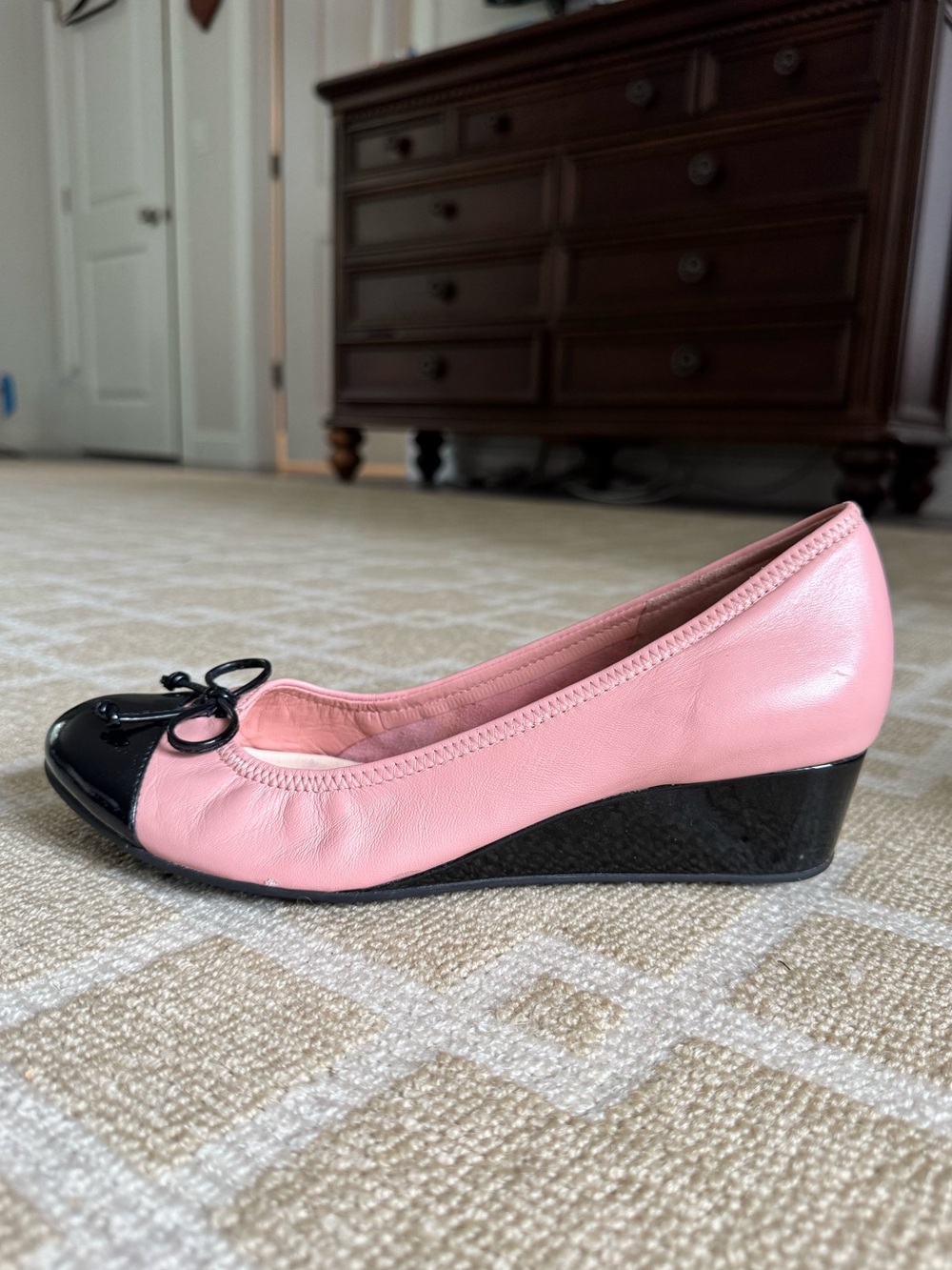 Cole Haan Nike Air Pink Leather Cap Toe Wedge Ballet Shoes Size 8.5 - Picture 3 of 13